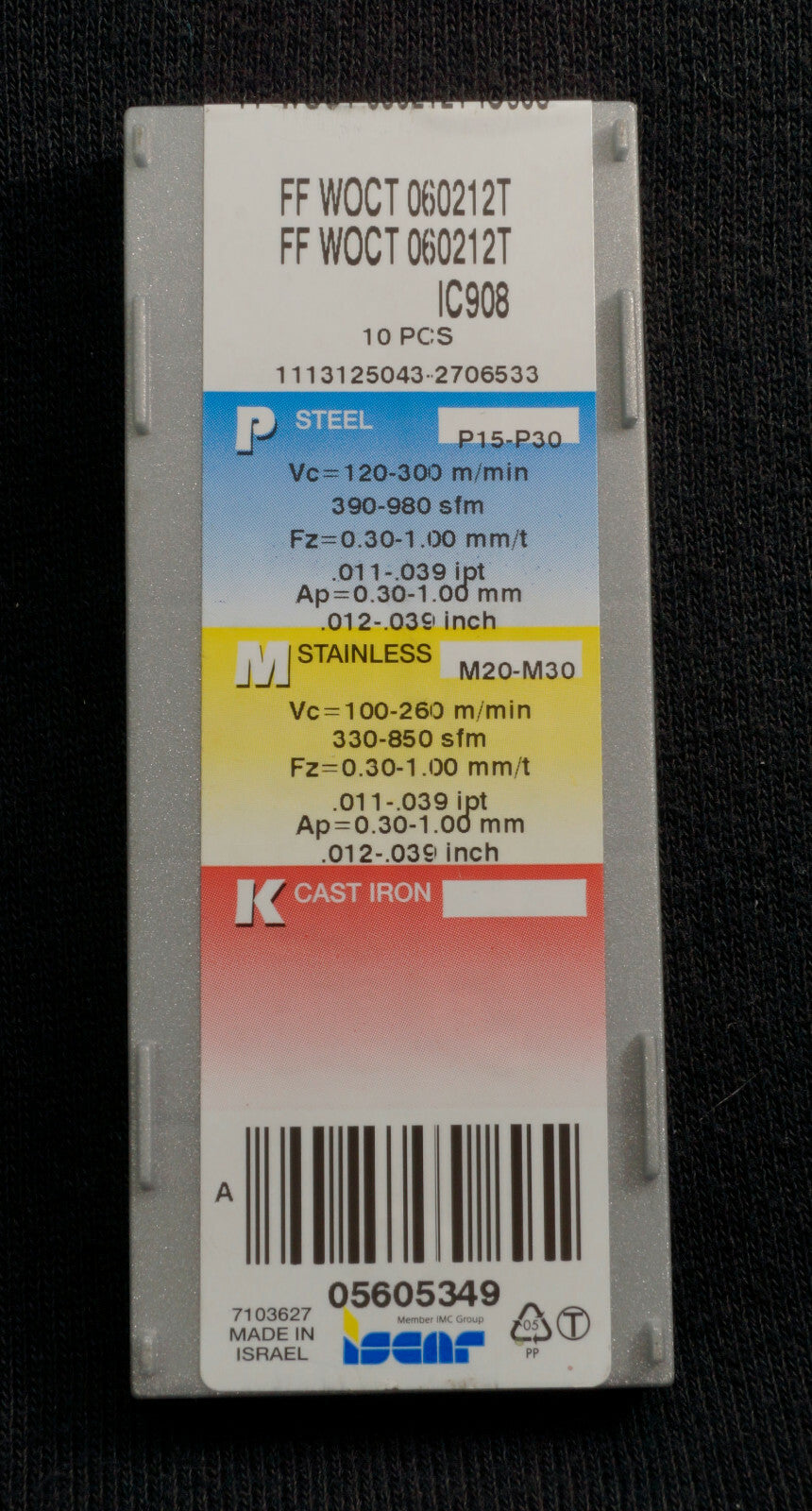 10 Wendeplatten FF WOCT 060212T IC908 von ISCAR Neu originalerpackt mit Rechnung
