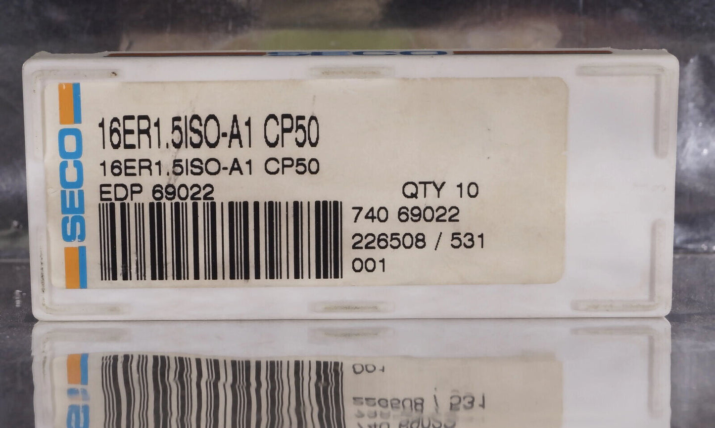 10 Wendeplatten 16ER1,5ISO-A1 CP50 SECO Gewindedrehen Neu mit Rechnung