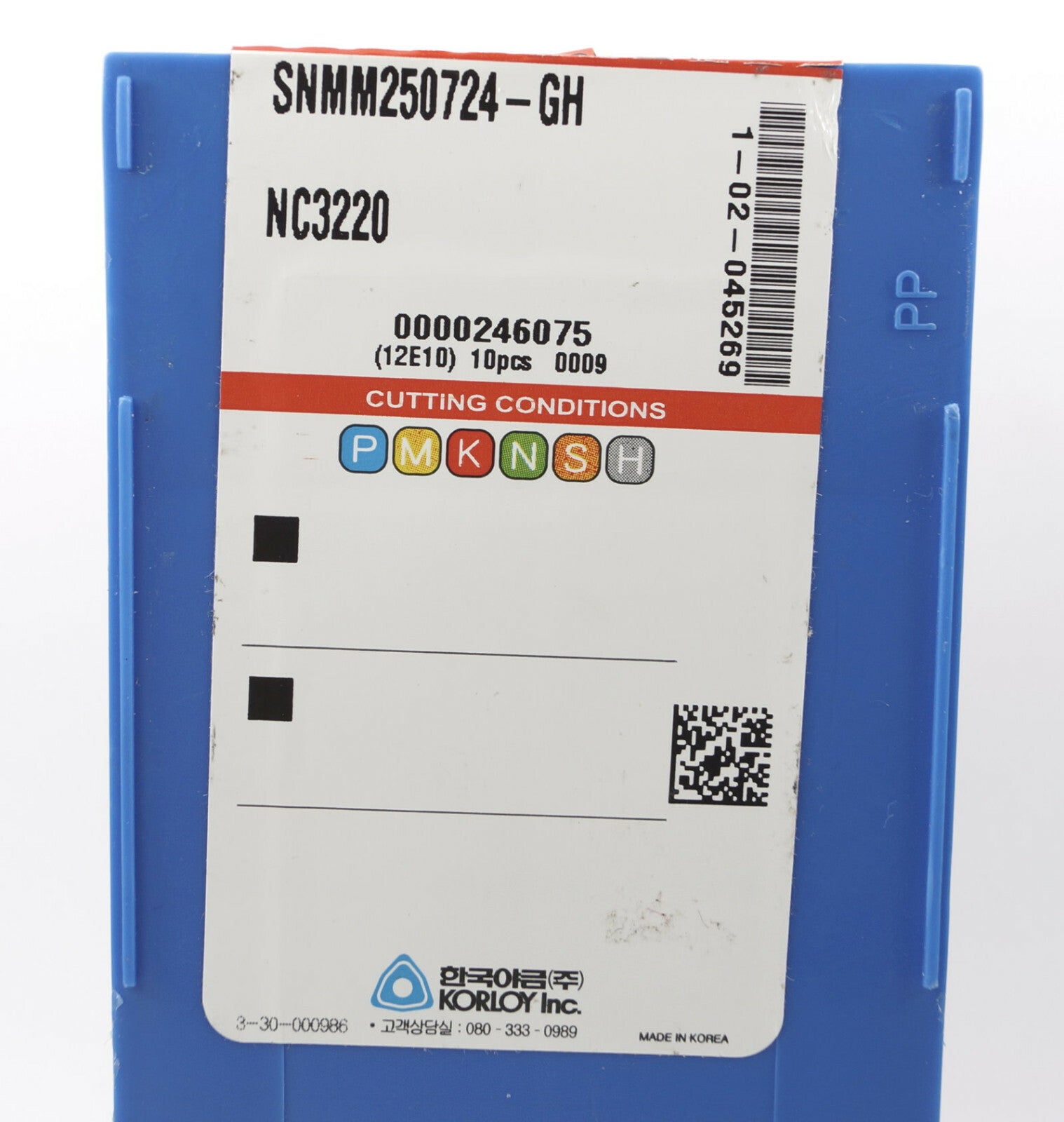 10 Wendeplatten SNMM 250724-GH NC3220 KORLOY Neu mit ausgew. MwSt.