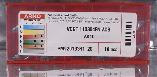10 Wendeplatten VCGT 110304FN-ACB AK10 ARNO Neu mit Rechnung