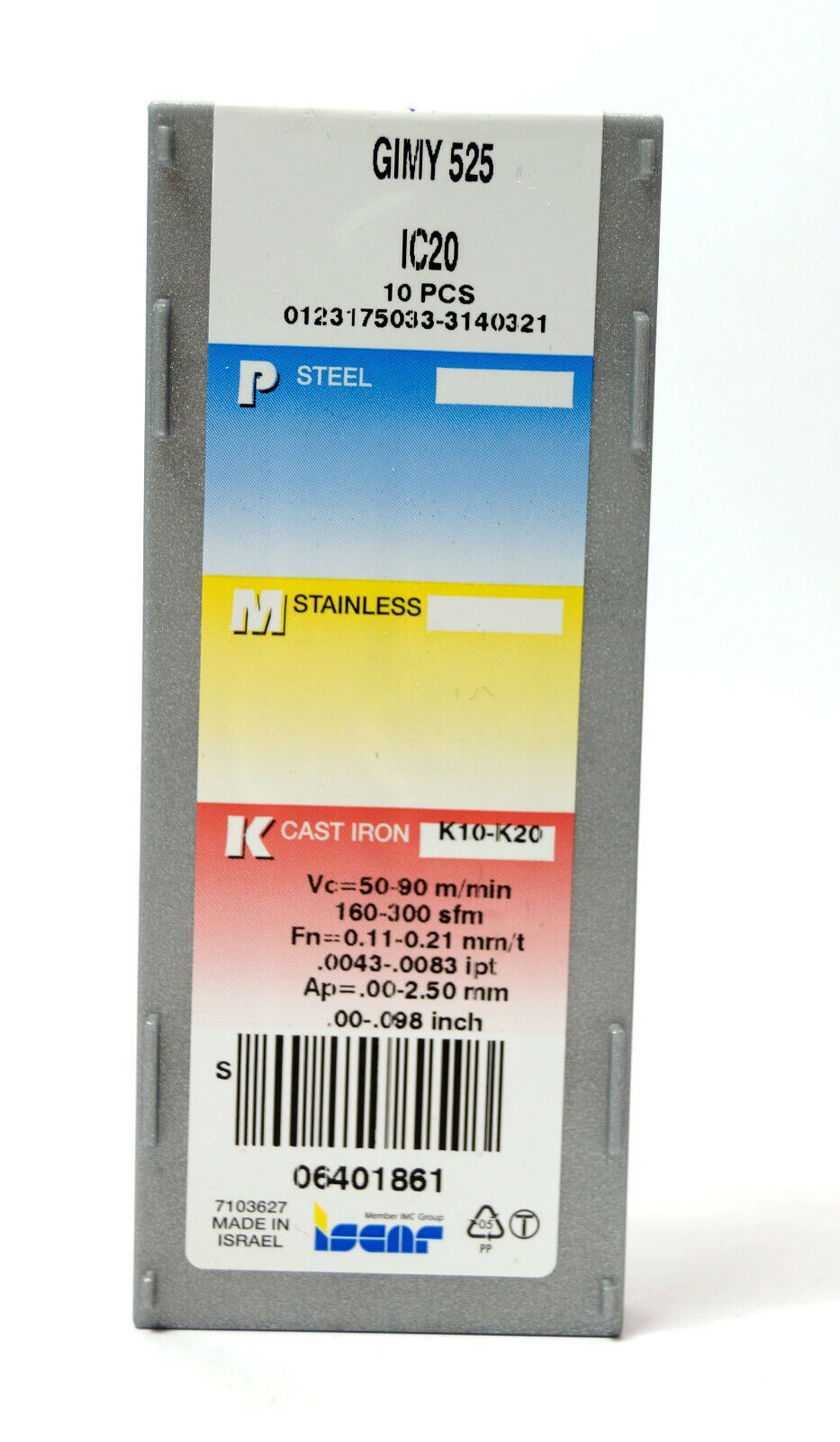 10 Wendeplatten GIMY 525 IC20  ISCAR Stechdrehen, geöffnete Packung m. Rechnung!