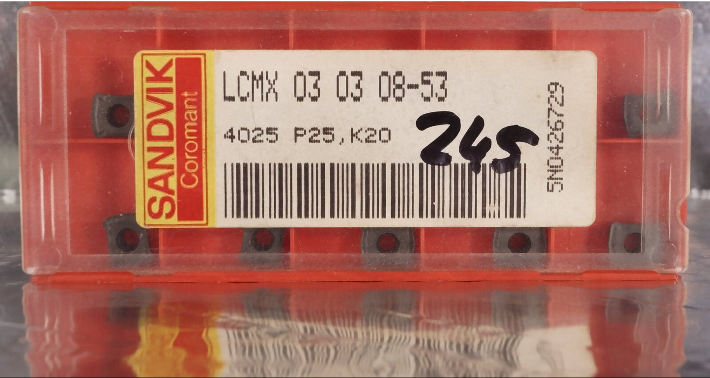 10 Wendeplatten LCMX 03 03 08-53 4025 P25, K20 von SANDVIK Neu u. Ovp
